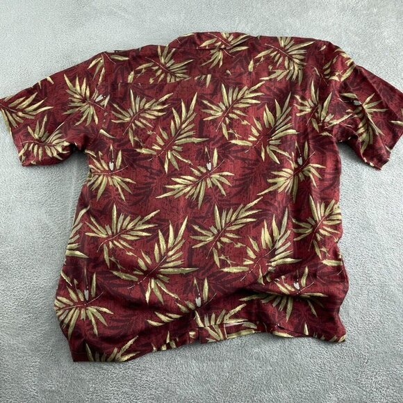 Bachrach Mens XXL Red & Gold Hawaiian Silk Shirt 5538 - Picture 2 of 7